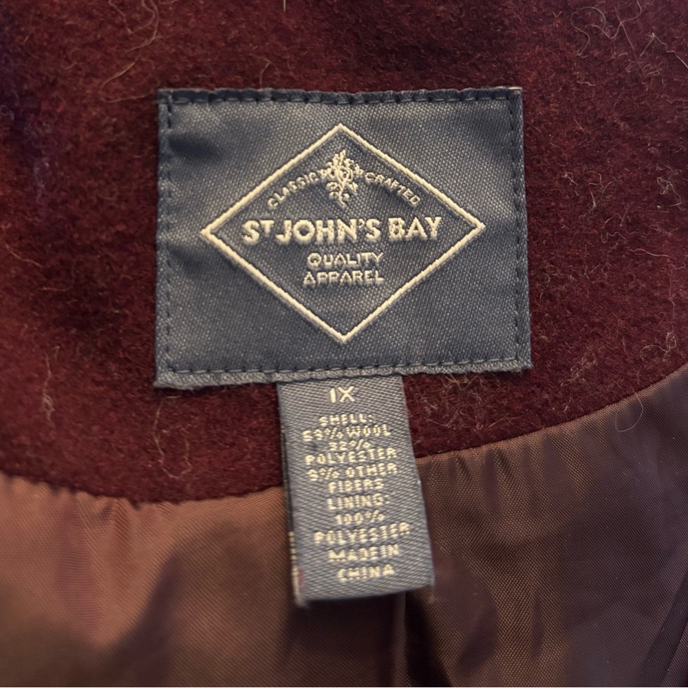St. John's Bay Burgundy Pea Coat - Picture 3 of 7